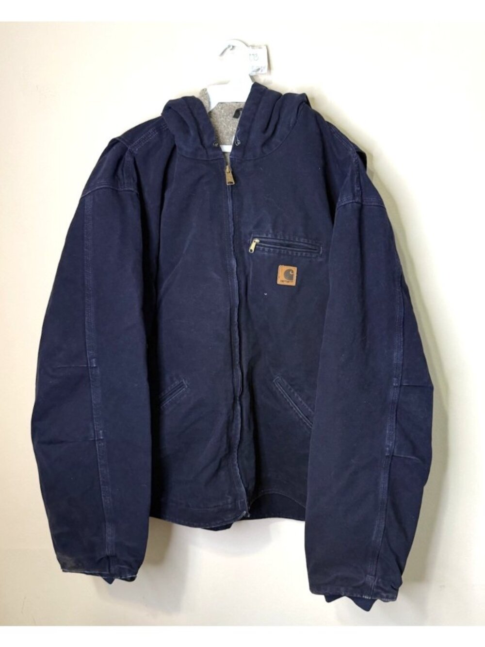 Carhartt Canvas Coat Fleece Lined Hoode Navy Blue